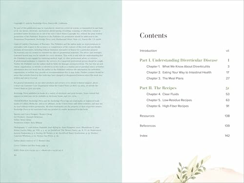 Book pages showing contents on diverticular disease with chapters and page numbers.